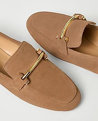 Ann Taylor Chain Embellished Suede Loafer Women's