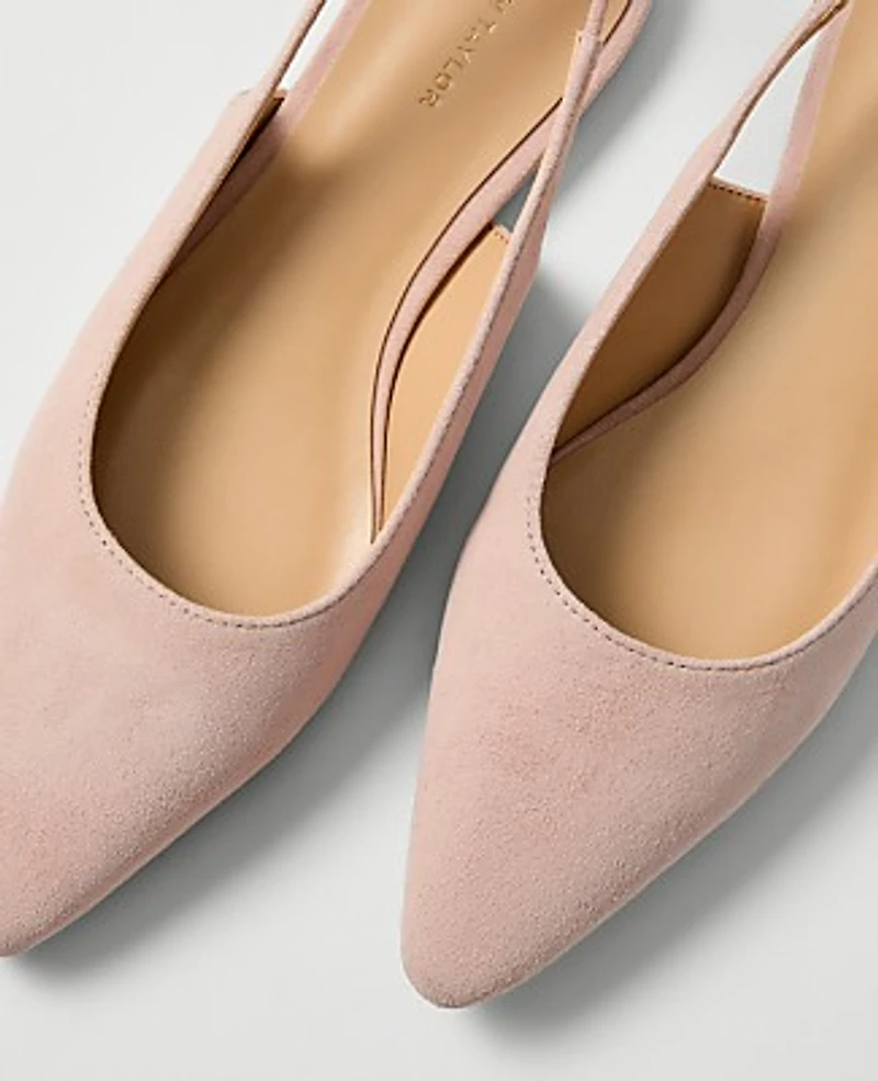 Ann Taylor Suede Slingback Flat Rose Veil Women's