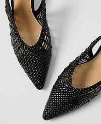 Ann Taylor Woven Nip Toe Slingback Pump Black Women's