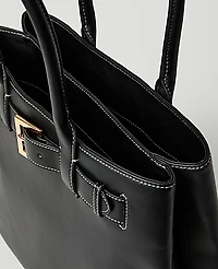 Ann Taylor Belted Leather Tote Black Women's