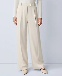 Ann Taylor The Petite Pleated Trouser Satin Feather Women's