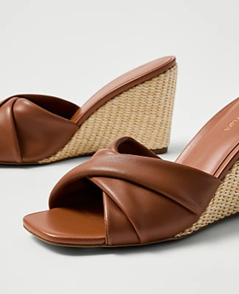 Ann Taylor Leather Wedge Sandal Smoked Paprika Women's
