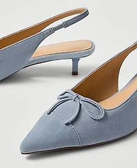 Ann Taylor Suede Bow Slingback Pump 6 Daybreak Dew Women's