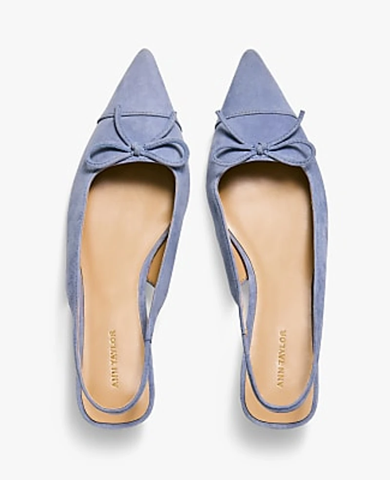Ann Taylor Suede Bow Slingback Pump 6 Daybreak Dew Women's