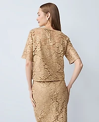Ann Taylor Petite Lace Blouse Gold Women's