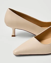 Ann Taylor Leather Nip Toe Pump Pearl Shadow Women's