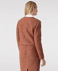 Ann Taylor The Petite Crew Neck Jacket Tweed Spiced Cider Women's