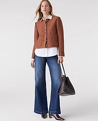 Ann Taylor The Petite Crew Neck Jacket Tweed Spiced Cider Women's