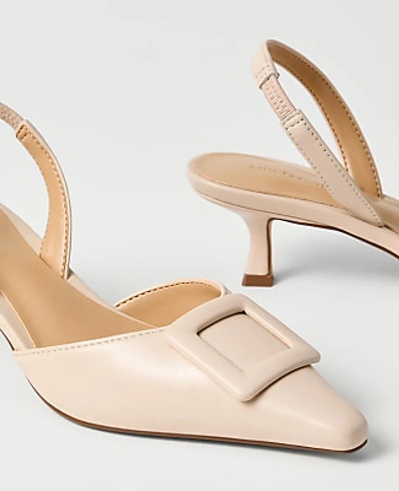 Ann Taylor Leather Slingback Pump Pearl Shadow Women's