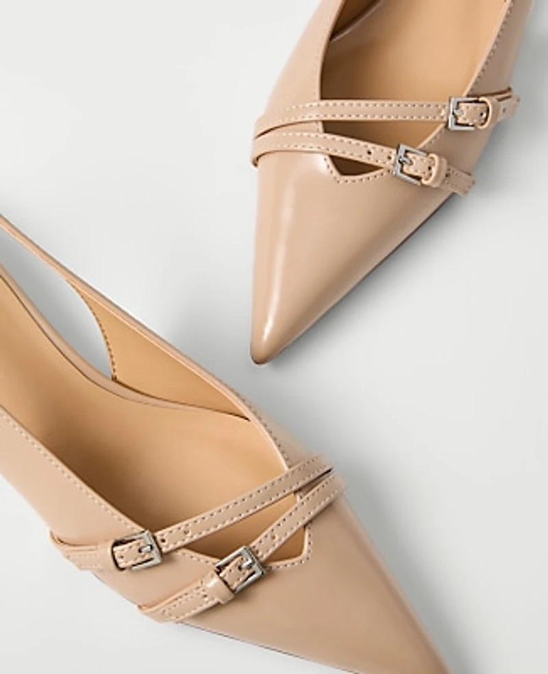 Ann Taylor Strappy Patent Slingback Pump Sandalwood Women's