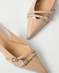 Ann Taylor Strappy Patent Slingback Pump Sandalwood Women's