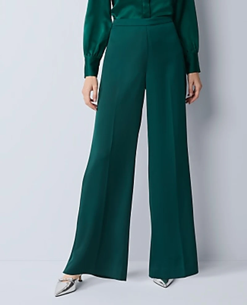 Ann Taylor The Petite Side Zip Pant Satin Rainforest Women's