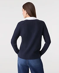 Ann Taylor Collared Mixed Media Sweater Women's