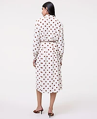 Ann Taylor Dotted Satin Midi Shirtdress Tortoise Shell Women's