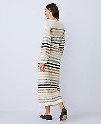 Ann Taylor Weekend Striped Midi Sweater Dress Winter White Women's