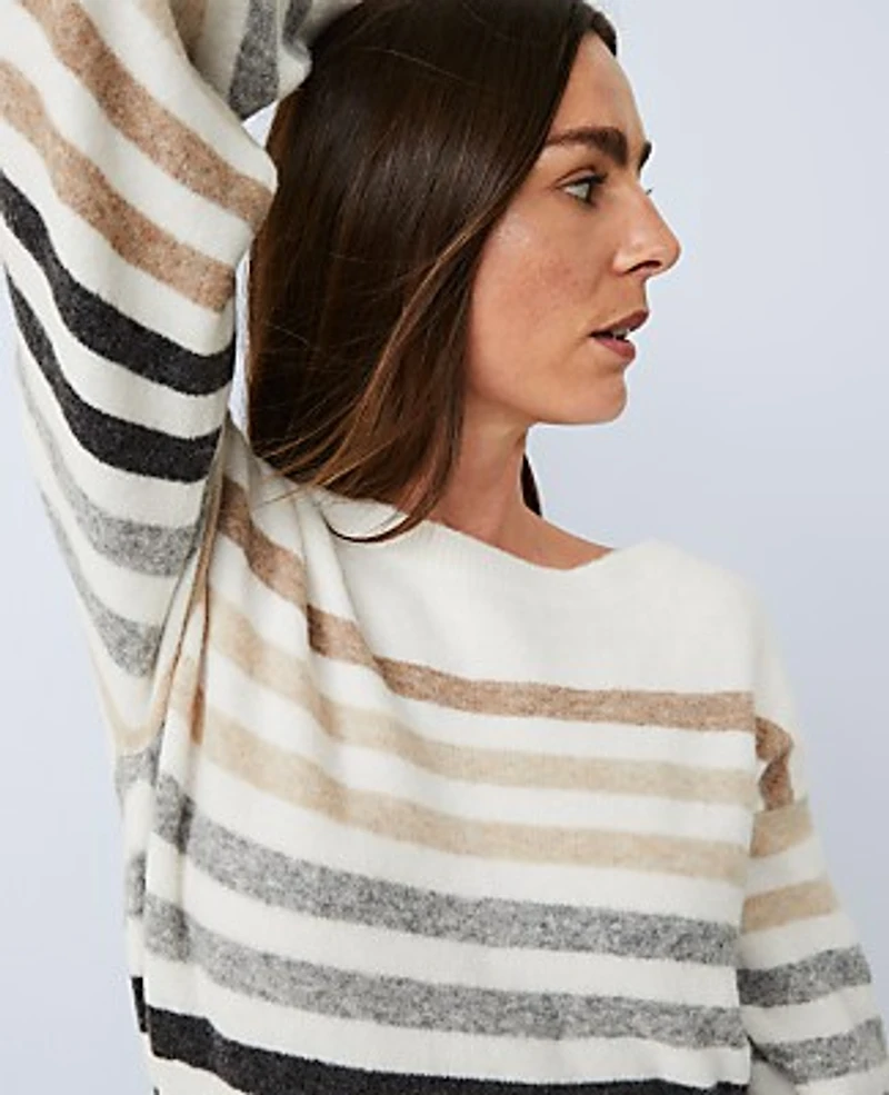 Ann Taylor Weekend Striped Midi Sweater Dress Winter White Women's