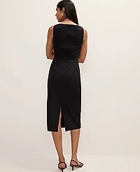 Ann Taylor Belted Column Midi Dress Linen Blend Women's