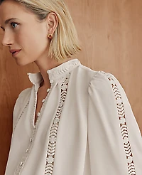 Ann Taylor Lace Trim Blouse Women's