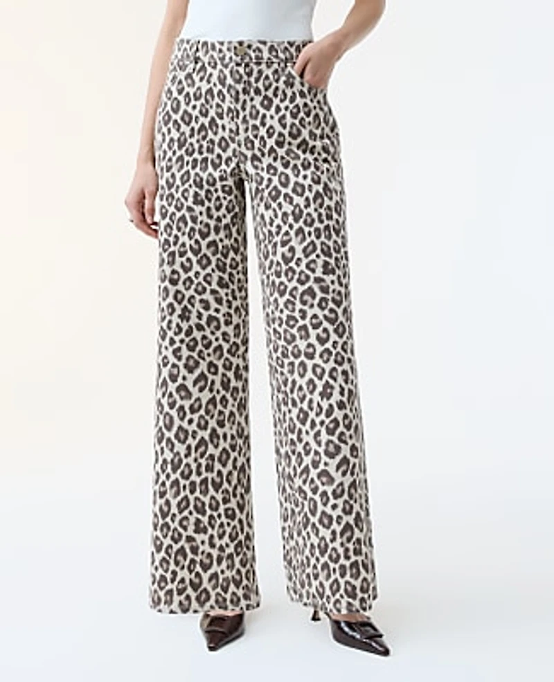 Ann Taylor The Wide-Leg Jean Animal Print Pale Linen Women's