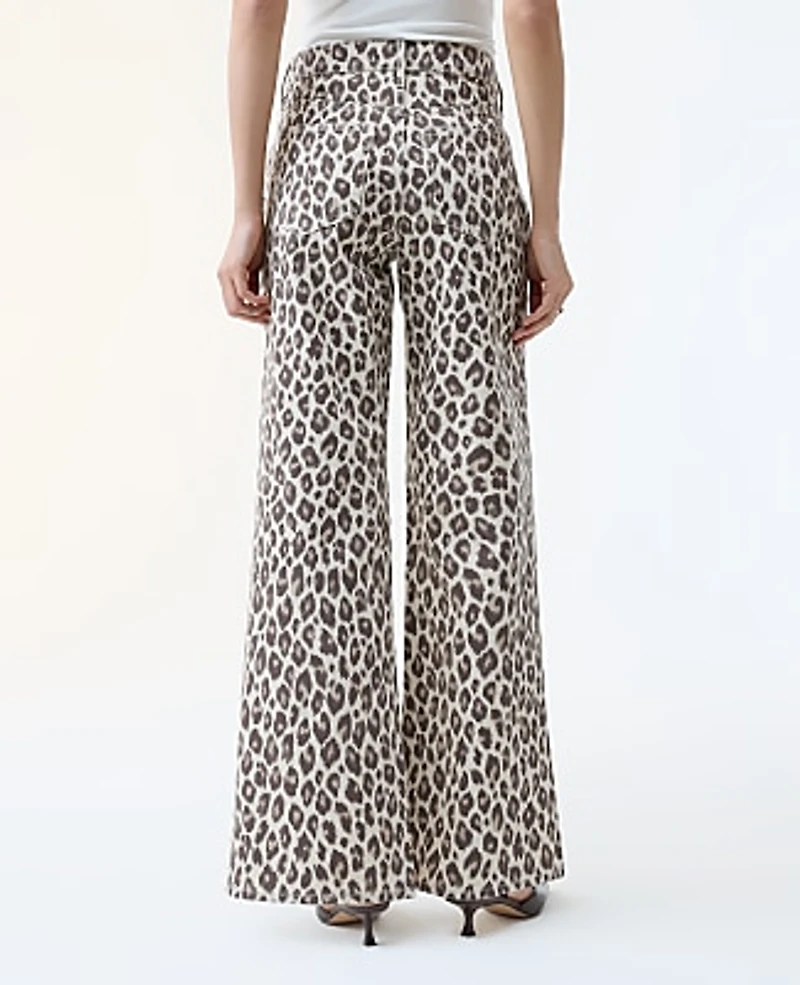 Ann Taylor The Wide-Leg Jean Animal Print Pale Linen Women's