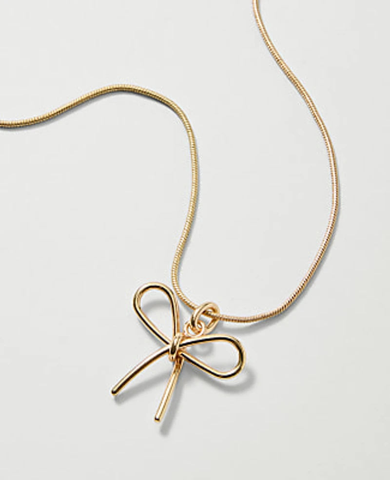 Ann Taylor Metal Bow Pendant Necklace Women's