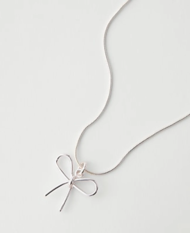 Ann Taylor Metal Bow Pendant Necklace Women's