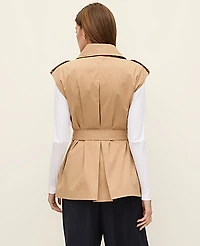 Ann Taylor Belted Trench Vest Size XS/S Classic Tan Women's