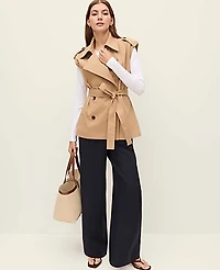 Ann Taylor Belted Trench Vest Size XS/S Classic Tan Women's