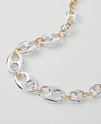 Ann Taylor Oversized Chain Link Necklace Silvertone Women's