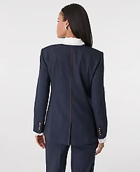 Ann Taylor The Petite Long Crew Neck Jacket Denim Indigo Blend Women's