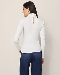 Ann Taylor Weekend Ruffle Mock Neck Top Women's