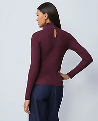 Ann Taylor Weekend Ruffle Mock Neck Top Women's