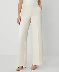 Ann Taylor The Petite Side Zip Wide-Leg Pant Fluid Crepe Ivory Whisper Women's