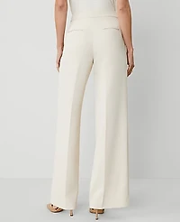 Ann Taylor The Petite Side Zip Wide-Leg Pant Fluid Crepe Ivory Whisper Women's