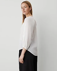 Ann Taylor Petite Weekend Raglan Popover Top Size XS White Women's