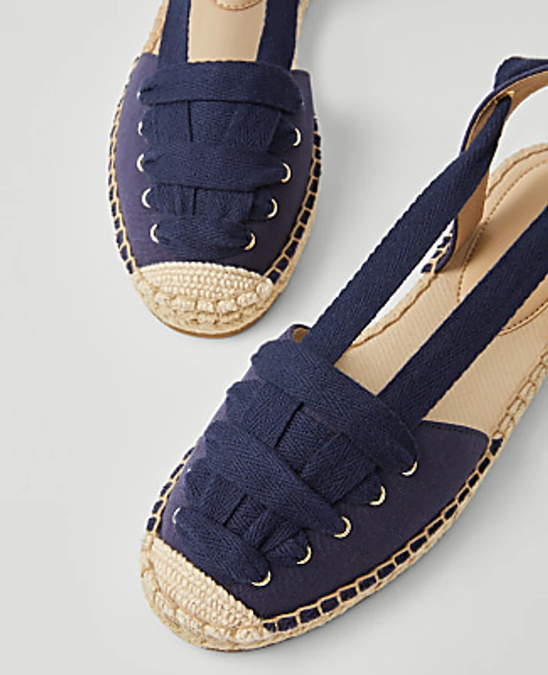 Ann Taylor Weekend Collection Lace-Up Espadrille Flat Size 6 Night Sky Women's