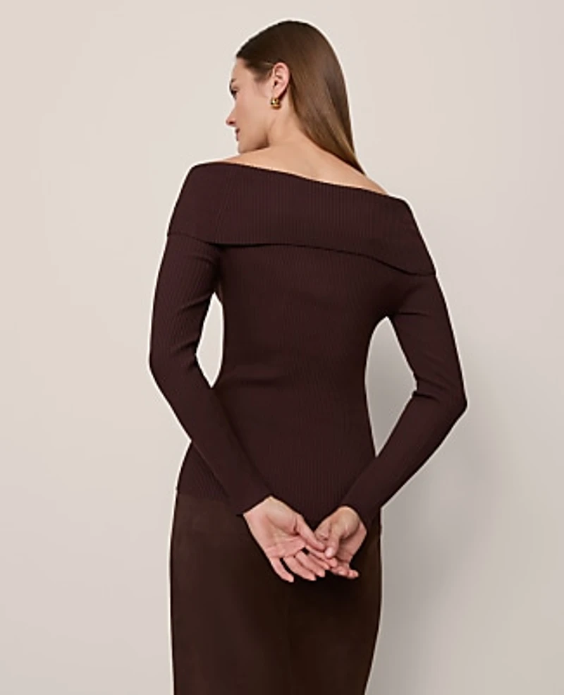 Ann Taylor Twisted Off-The-Shoulder Sweater Women's