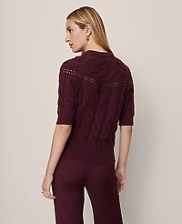 Ann Taylor Cable Sweater Poised Plum Women's