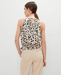 Ann Taylor Floral Shirred Tank Top Sands Edge Women's