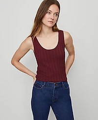 Ann Taylor Mixed Cable Sweater Shell Top Windsor Wine Women's