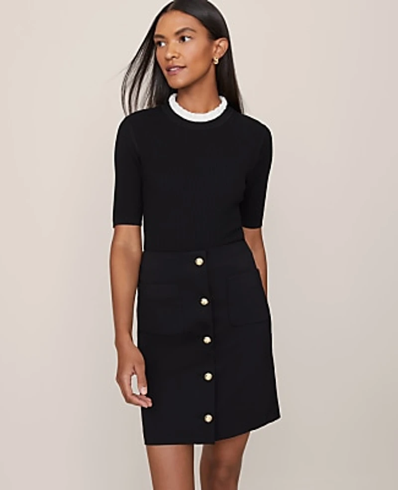 Ann Taylor Pocket Skirt Ponte Black Women's