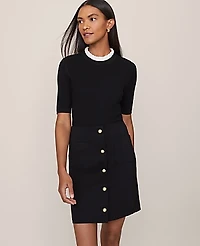 Ann Taylor Pocket Skirt Ponte Black Women's