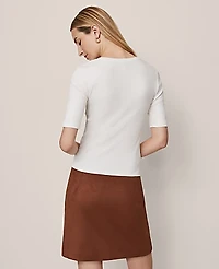 Ann Taylor Weekend Lace-Up Top Winter White Women's
