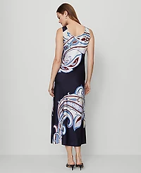 Ann Taylor Paisley Satin Slip Dress Size 0 Night Sky Women's