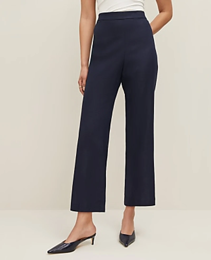 Ann Taylor The Petite Flare Ankle Pant Linen Blend Night Sky Women's