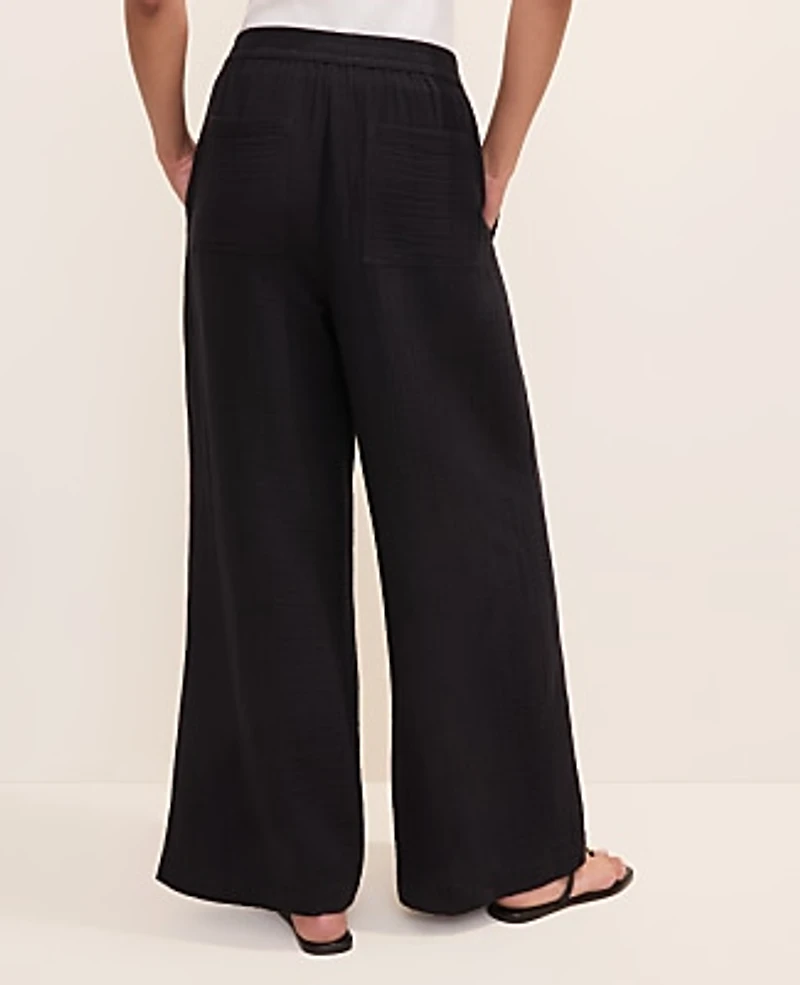 Ann Taylor The Petite Easy Fit Wide-Leg Pant Cotton Gauze Women's