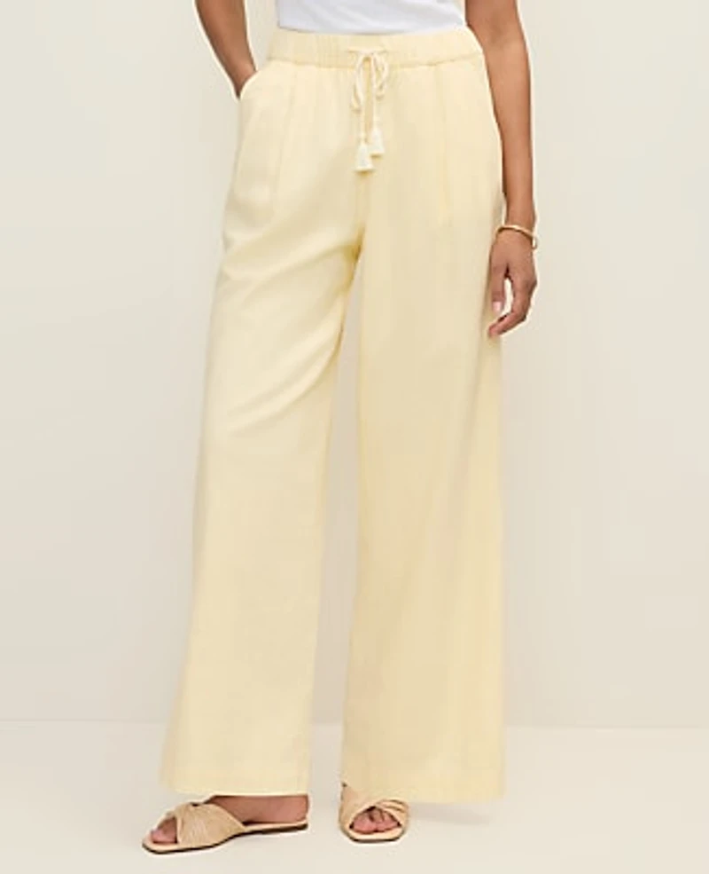 Ann Taylor Petite Weekend Easy Fit Wide-Leg Pant Linen Blend Women's