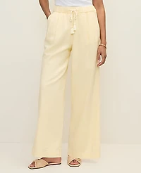 Ann Taylor Petite Weekend Easy Fit Wide-Leg Pant Linen Blend Women's