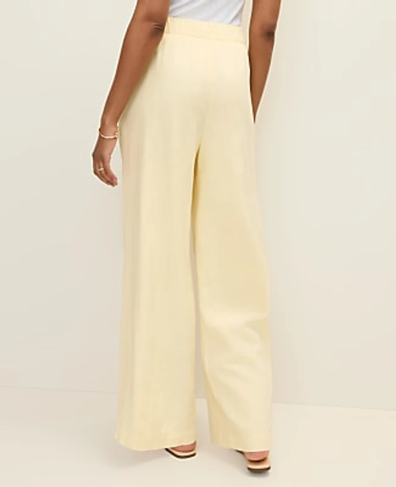 Ann Taylor Petite Weekend Easy Fit Wide-Leg Pant Linen Blend Women's