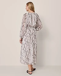 Ann Taylor Snake Print Flare Midi Dress Winter White Women's